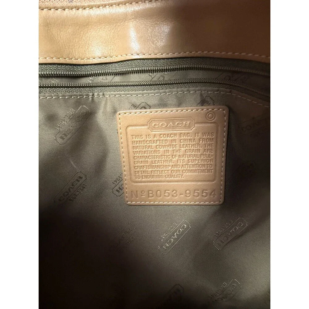 Vintage COACH Hamptons Leather Satchel Bag 9554 Camel Tan Y2K Double Buckle Tote